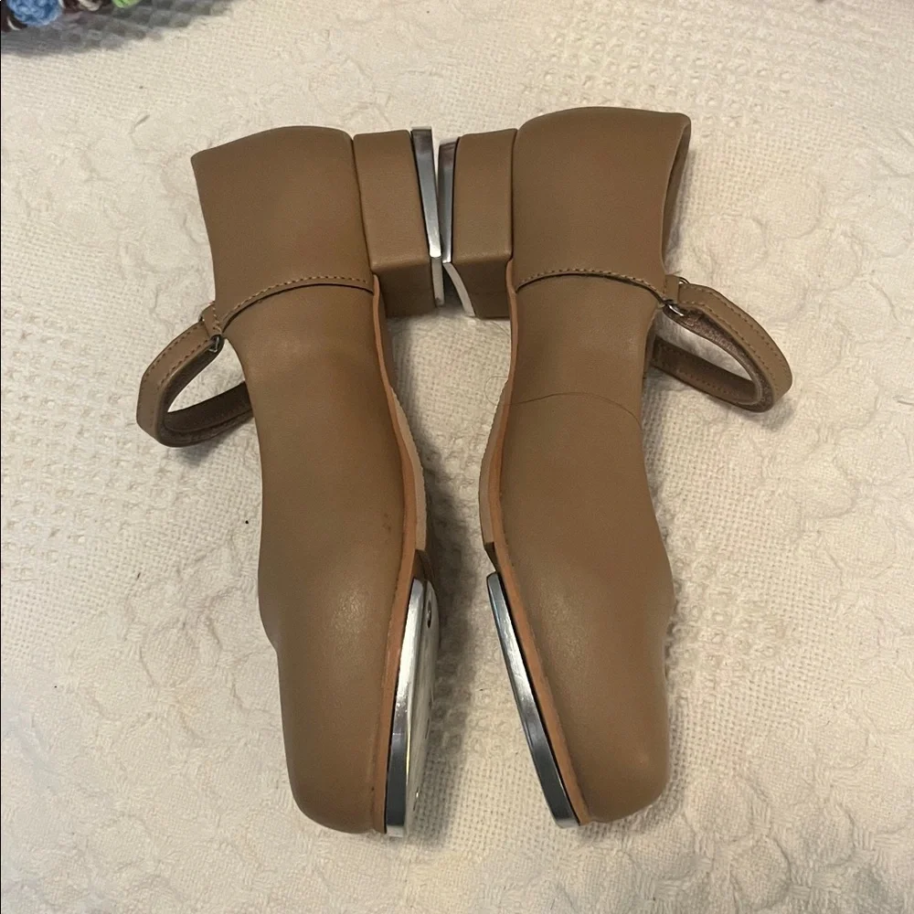 Classic Tan Kids Maryjane Hook & Loop Strap Vegan Leather Dance Tap Shoes
